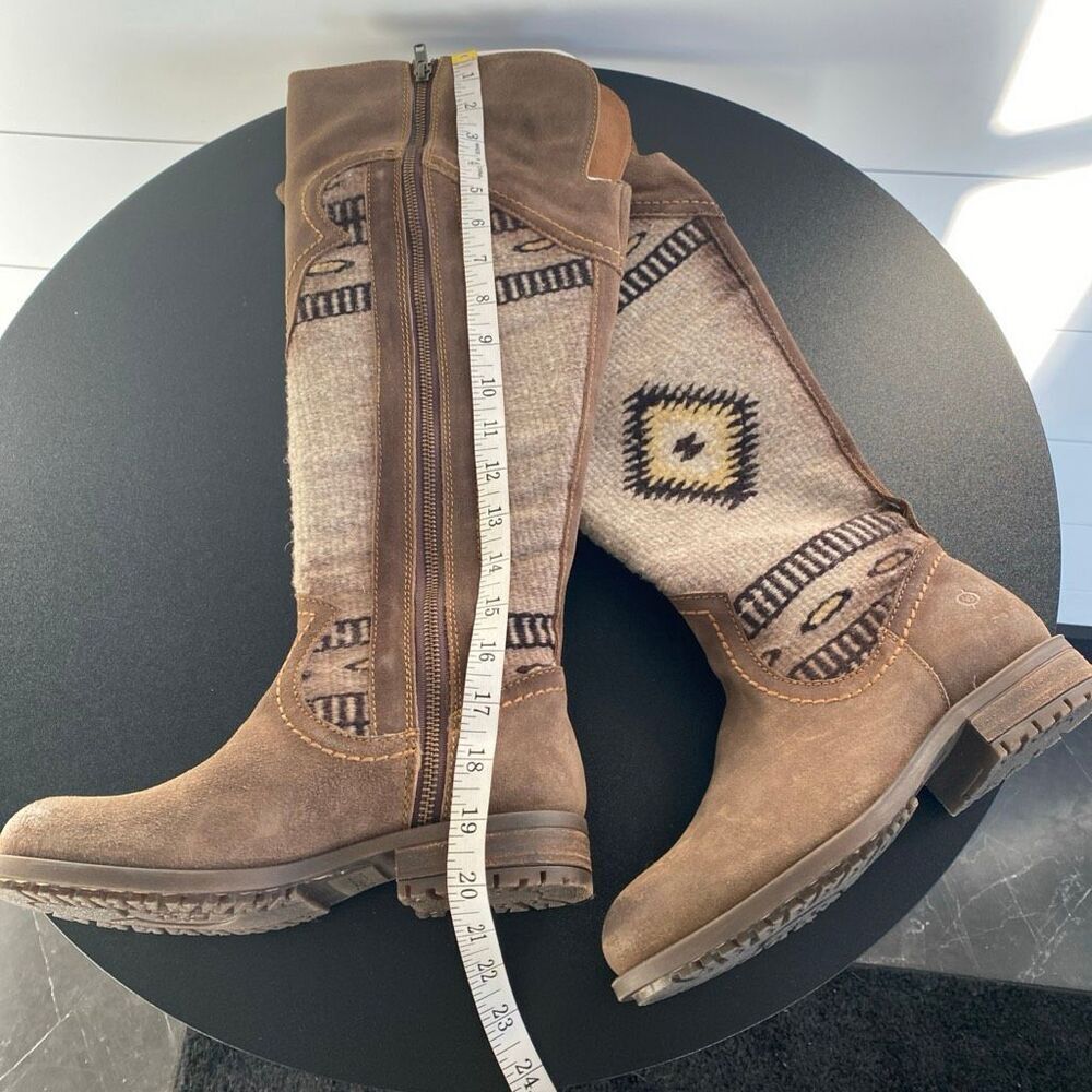 Born Lucero Tall Blanket Boots Leather Women Sz 6 Taupe Western Tribal - Picture 13 of 16